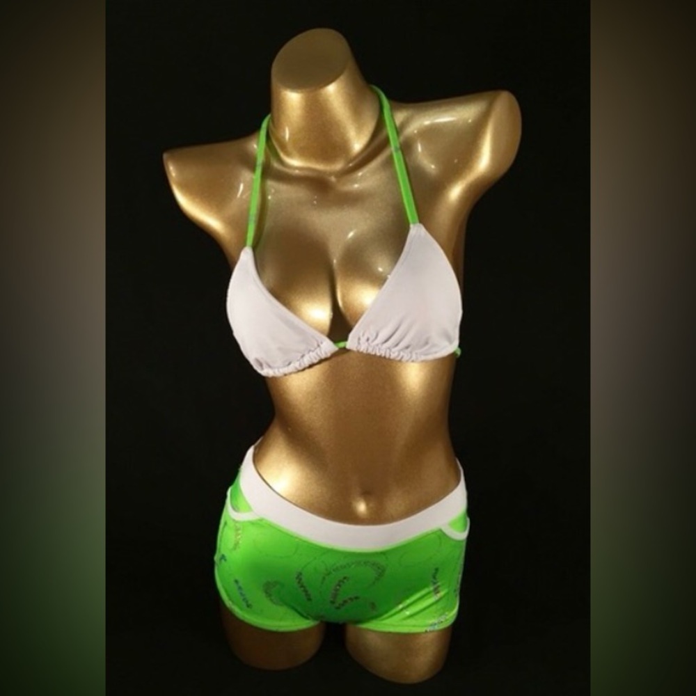 ✅ NEW ✅ Sporty Green and White Bikini Swimwear
